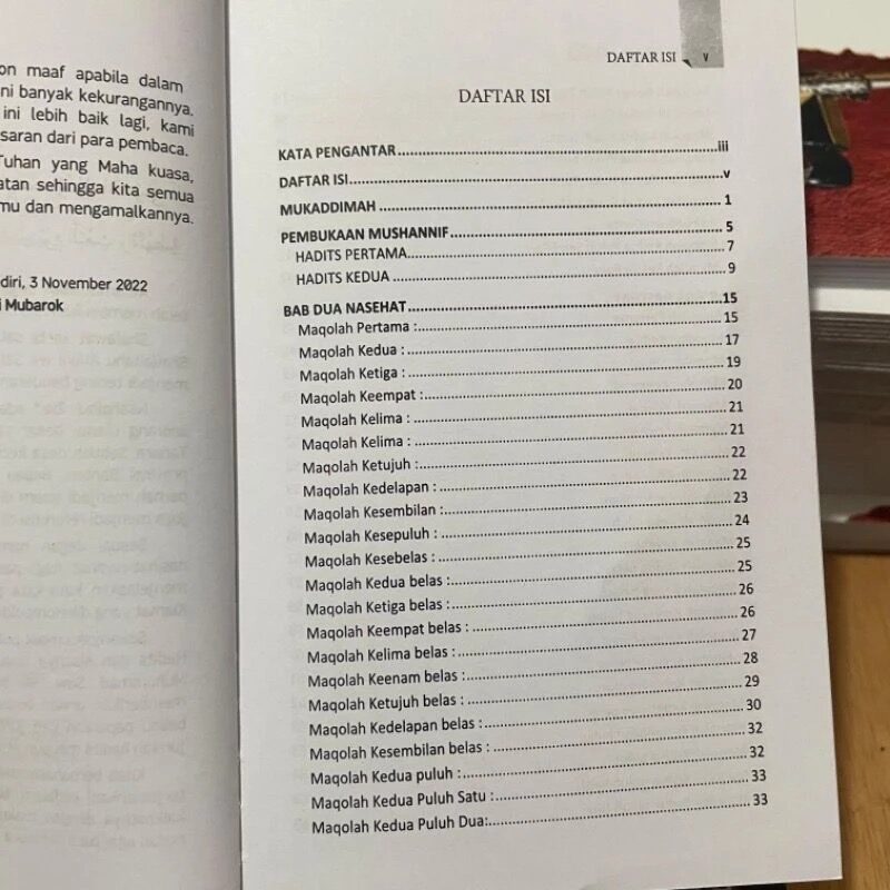 Daftar isi Kitab Nashaihul Ibad